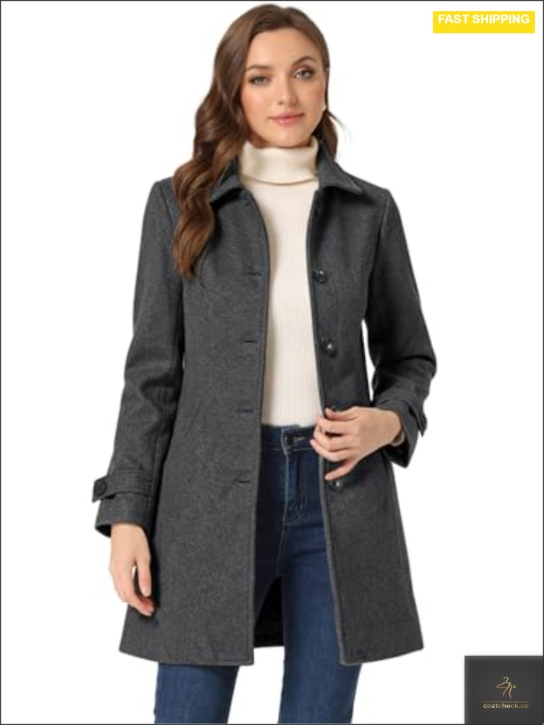Pea Coat Peter Pan Collar A-Line Overcoat Long Sleeve Single Breasted Winter